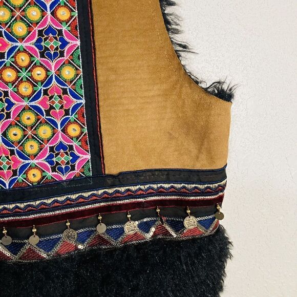 Scandal Italy Womens Serenity Brown And Black Faux Fur Boho Vest One Size - Picture 15 of 16